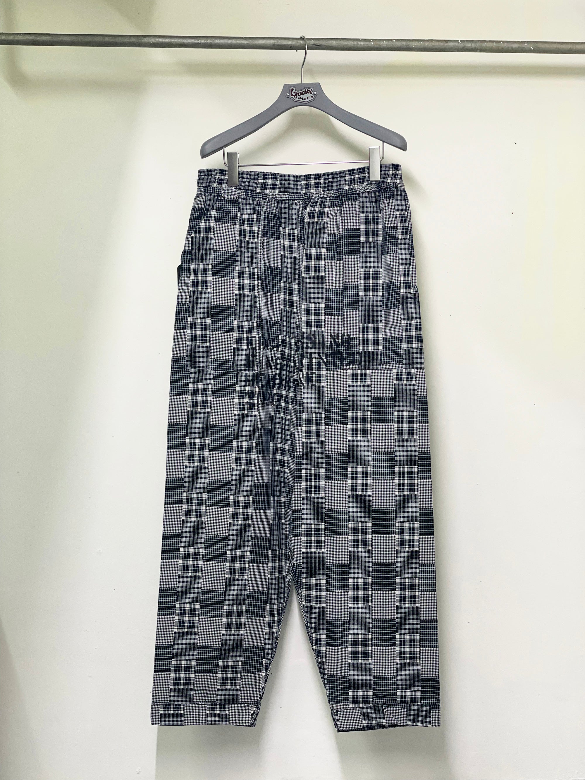 HAND-STENCILED NIGHT PANTS BLACK