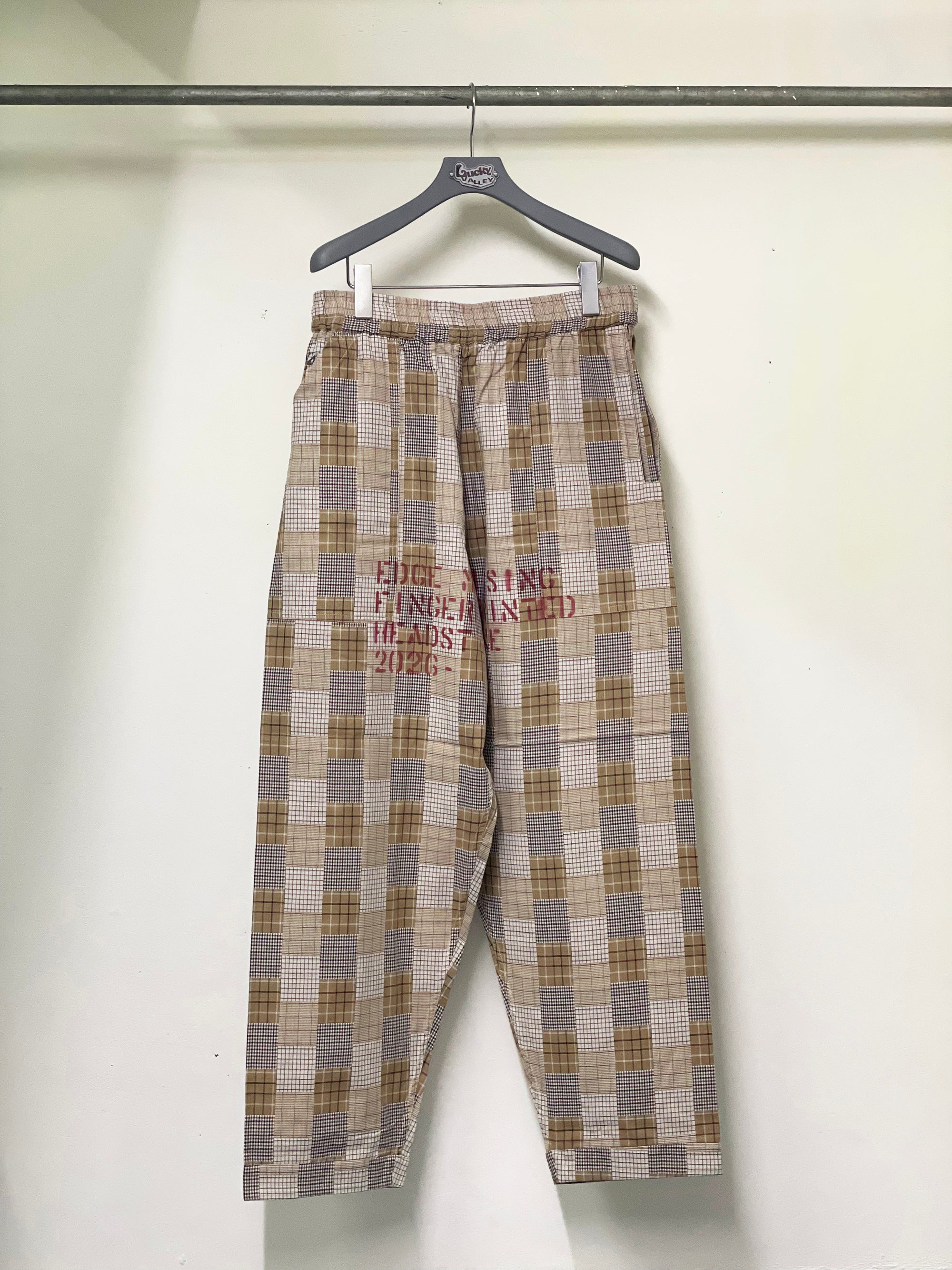 HAND-STENCILED NIGHT PANTS BEIGE
