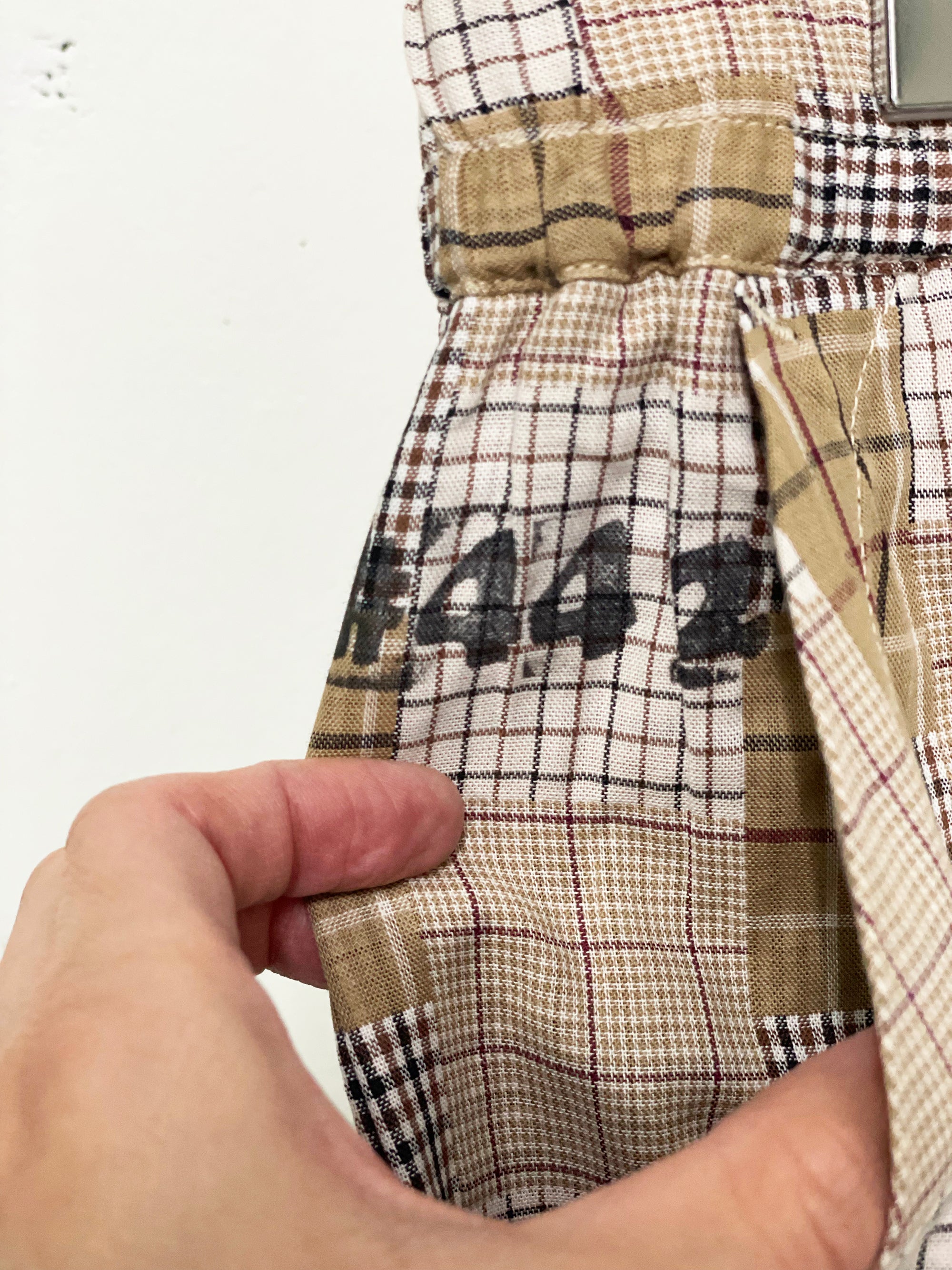 HAND-STENCILED NIGHT PANTS BEIGE